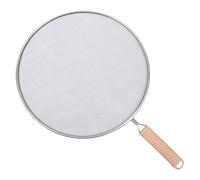 Stainless Steel Splatter Guard 21cm Fine Mesh Splatter Scree with 15cm Wooden Handle for Frying Pan Cooking Splash Proof Scald Oil Proof Strainer Drain Board Safe Cooking Lid