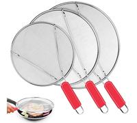 Stainless Steel Splatter Screen for Frying Pan - 9.8" 11.4" 13" Ultra Fine Mesh Grease Splatter Guard, Hot Oil Splatter Guard Shield Grease for Cooking, Kitchen Splash Guard to Prevent Oil Splatter