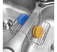 Stainless Steel Sponge Holder for Kitchen Sink - Never Rust Hanging Saddle Double for Soap Kitchen Sink Caddy 1.9 inch, Rustproof Organizer for Dishwashing and Brush Drying