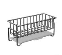 Stainless Steel Sponge Holder for Kitchen Sink with Drain Tray, Soap and Brush Organizer Rack, Quick Drainage & Drip Tray for Countertop for Stor(Gray)