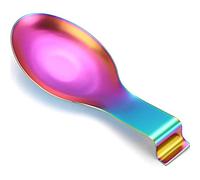 Stainless Steel Spoon Rest Utensil Rest Great Spoon Rest for Kitchen Counter Stove Top or Coffee Station Kitchen Accessories Long Handle Holds Kitchen Utensils in Place (1, Rainbow, Right Angle)