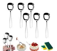 Stainless Steel Spoons, Square Head Soup and Dessert Spoons, Korean Style Serving Spoon Set (3pcs)
