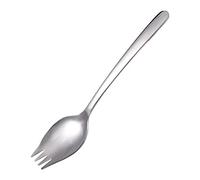 Stainless Steel Spork Long Handle Salad Spoon and Fork for Outdoor Picnic Camping Dinnerware Silver 19cm(Large)