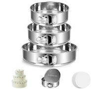 Stainless Steel Springform Pan Set,7" 9" 10" Nonstick Leakproof Baking Cake Pan Set,Round Bakeware Cheesecake Pan with Removable Bottoms and 20pcs Parchment Paper Liners for Instant Pot and Oven