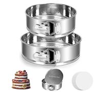 Stainless Steel Springform Pan Set,7" 9" Nonstick Leakproof Baking Cake Pan Set,Round Bakeware Cheesecake Pan with Removable Bottoms and 20pcs Parchment Paper Liners for Instant Pot and Oven