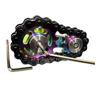 Stainless Steel Sprocket Fidgets Chain Fidget Cube Gears Linkage Bike Chain Novelty Fidget Block Kinetic Desk Toy Metal EDC Focus Meditation Break Bad Habits ADHD (Colorful+Black)