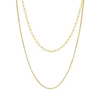 Stainless Steel Square Chain Necklace Twisted Link Double Layer Design Geometric Stacking Jewelry Dainty Gift for Her