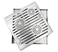 Stainless Steel Square Drain Grate Manhole Cover with Base for Streets Driveways Kitchens Parking Lots25x25cm (10x10in) HeavyDuty CorrosionResistant