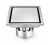 Stainless Steel Square Floor Drain 110x110mm Anti-Odor Anti-Clogging Tile Insert Silver for Bathroom Shower Kitchen Garage Basement