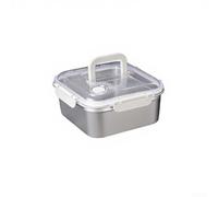 Stainless Steel Square Food Storage Container with Handle, 2500ml Leakproof Lunch Box for School Home Office, Metal Canister Simple Clean & Maintain for Leftovers & Dry Ingredients(White cap 3500ml)