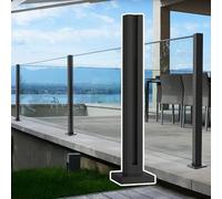 Stainless Steel Square Glass Railing Post, 24"-42" Adjustable Height, Black Balustrade Clamp with Rubber Gasket, Ideal for Platform & Stair Safety (Deep Coffee, H-85cm/33.5")