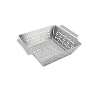Stainless Steel Square Grill Basket, 35 x 31 x 5.5 cm, Nonstick Vegetable Grilling Tool, Even Heat Distribution & Food Retention, Dishwasher Safe for Outdoor BBQ Cooking(small)