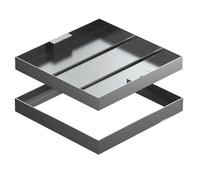 Stainless Steel Square Manhole Cover with Handle, Septic Tank Lid, Embedded Sewage Basin Cover for Driveway, Yard, Pavement - 40cm/15.7in Inspection Lid