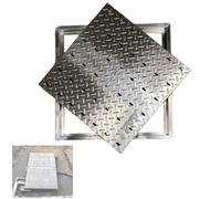 Stainless Steel Square Manhole Covers with Handles 50x50cm Heavy Duty Construction for Road Kitchen & Garden Use & Weather Resistant 20x20in