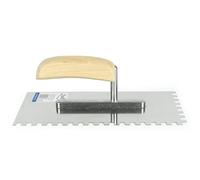 Stainless Steel Square Notched Trowel (8X8mm), 270mm, Wooden Handle, Tile, Tiling, Adhesive, DIY