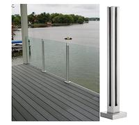 Stainless Steel Square Post Kit with Silver Clamp for 10-12mm Thick Balustrade System - 65cm Indoor/Outdoor Railing Solution - & Stylish