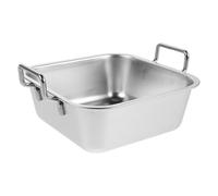 Stainless Steel Square Serving Tray with Two Handles for Fries and Fruit | Silver Finish, Flat Stackable Shape, Smooth Polished Surface, Tabletop Presentation for Restaurants, Catering Services
