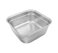 Stainless Steel Square Washing up Bowl for Rice Pasta Food Soaking | Non-slip Base, Secure Handling, Smooth Rim and Finish, Easy Cleanup, Saves Sink Space, Silver Design for Home Cooks