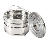 Stainless Steel Stackable Steamer Insert Pans, 19cm 3 Tier Mini Pressure Cooker Accessories, Pot in Pot Food Steamer for Pressure Cooker