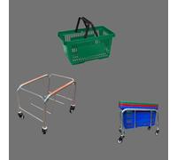 Stainless Steel Stacker with Wheels | Mobile Storage Stand for 21L to 28L Plastic Baskets | Durable Rolling Holder for Retail & Supermarket Use (10 x 28L Green Basket + Free Chrome Stacker)