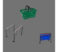 Stainless Steel Stacker with Wheels | Mobile Storage Stand for 21L to 28L Plastic Baskets | Durable Rolling Holder for Retail & Supermarket Use (10 x 28L Green Basket + Free Grey Stacker)