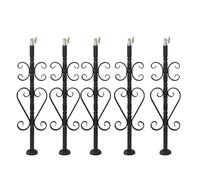 Stainless Steel Stair Balusters, 270° Adjustable Matte Black Flower Spindles with Flat Bracket Base(5 PCS Black H 86 Cm/33.9 in)