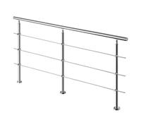 Stainless Steel Stair Balustrade 3 Horizontal Bars handrail kit 220cm | Suitable for indoor and outdoor use, ideal for stairs, steps and terraces.