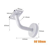 Stainless Steel Stair Handrail Bracket Wall Support for Residential & Commercial Staircases - 60x60 mm / 60x80 mm, White Finish, Flat Fixed Design(60X80MM)