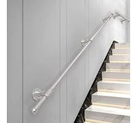 Stainless Steel Stair il - Wall-Mounted 30cm/2.4cm/3m/4m/6m Durable Metal Banister for Indoor/Outdoor Corridors Safety Grab Rail for Seniors & Kids Villa Loft Design