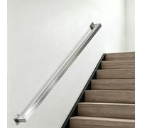 Stainless Steel Stair Railing, Silver Metal Staircase Guardrail Indoor Outdoor, Square Stairs Handrail Wall Mounted Support for Villa Corridor Balcony(11.5ft/3.5m)