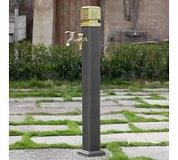 Stainless Steel Standing Garden Water Column, Floor Mount Fountain Tap with Hook and All-Copper Faucet, Outdoor Courtyard Antifreeze Water Pipe Fire Hydrant
