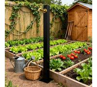 Stainless Steel Standing Water Tap Freestanding Outdoor Hydration Source with Mounting Accessories 23.6'' Black Vertical Garden Faucet Pillar for Farm Vegetable Garden(A-Height: 95cm/37.4in)