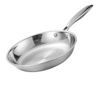 Stainless Steel Steak Frying Pans Cookware, 20-28 cm Frying Pan Stainless Steel，Frying and stir-Frying Deep Frying Pan Uncoated for Induction Cookers and Gas Stoves (20cm)