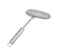 Stainless Steel Steak Shovel with Long Handle and Drain Slots | Silver Finish, Strong Construction, Hanging Hole Handle, for Eggs and Whole Fish on Griddle