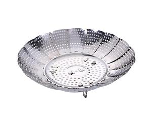 Stainless Steel Steamer Basket Folding Expandable, Vegetable Steamer for Pot, Steaming Food Drain Holes, Dishwasher Safe Kitchen Accessory - Fits 8-9 Inch Pots (Large)