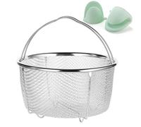 Stainless Steel Steamer Basket for Instant Pot Accessories 6&8quart, Heavy-Duty Pressure Cooker with Silicone Handle Vegetable Steamer Insert, Egg Basket, Pasta Strainer,Silver