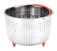 Stainless Steel Steamer Basket Insert 4l for Pots and Dim Sum | Silicone Heat Shield Handle, Perforated Base with Antileak Holes, Stackable Form for Family Meals and Dorm