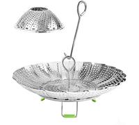 Stainless Steel Steamer Basket, Vegetable Steamer Basket for Instant Pot, Insert for Veggie/Seafood Cooking/Boiled Eggs with Safety Tool - Adjustable Sizes to fit Various Pots (5.1" to 9.5")