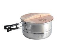 Stainless Steel Steamer - Camping Steamer for Cooking, Stackable Pan Insert | Multilayer Sandwich Steamer with Wooden Lid - Multi-Function Portable Pot