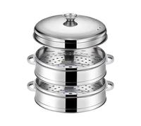 Stainless Steel Steamer Fish Steamed Stuffed Bun Rack Kitchen Tools Multilayered Insert with Holder Instant Pot Steamer Basket for cooking(27.4cm 2 layer 1 Lid)