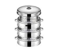 Stainless Steel Steamer Fish Steamed Stuffed Bun Rack Kitchen Tools Multilayered Insert with Holder Instant Pot Steamer Basket for cooking(16.5cm 3 layer 1 Lid)