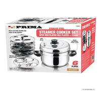 Stainless Steel Steamer Pan Cooker Set With 6 Tier Idli Plates & Stand Cooking