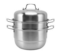 Stainless Steel Steamer Pot 28cm, Multi Layer Thick Steam Basket Cookware Pot with Handles and Tempered Glass Lid for Vegetable Dumplings Soup Food (3 Tier)