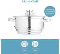 Stainless Steel Steamer Pot Pan Steam Food Cooker with Glass Lid Universal