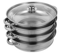 Stainless Steel Steamer Pot Stackable Design with Lid, 4 Layer | Mirror Polished Finish, Even Steam Circulation, Dishwasher Safe, for Vegetables and Dumplings