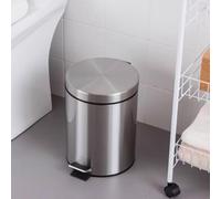 Stainless Steel Step-On Trash Can with Soft Close Lid, 5L Round Indoor Garbage Bin for Home & Office, Modern Waste Container with Inner Bucket