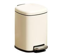 Stainless Steel Step Trash Can Round Metal Bin with Foot Pedal Removable Inner Bucket & Handle Ideal for Kitchen Living Room Bathroom Bedroom (White)