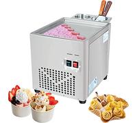 Stainless Steel Stir-Fried Ice Cream Roll Maker - Commercial Rolled Ice Cream Machine with Single Square Pan for Bars Cafe Dessert Shops