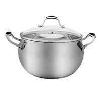 Stainless Steel Stock Pot - Household Large-Capacity Soup Pot, Soup Pot With Glass Lid, It Can Be Stewed Soup/Cooked Noodles/Boiled Sauce, Suitable For All Hobs,25Cm