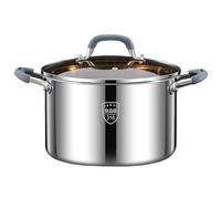 Stainless Steel Stock Pot, Induction Ready Cooking Pot with Glass Lid, Nonstick Thick Base for Pasta, Soup, and Sauce